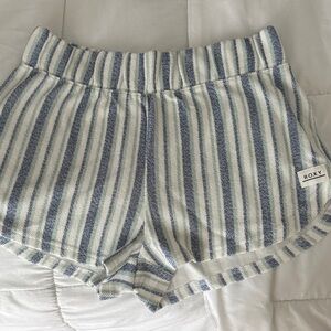 Roxy Striped Terry Athletic Shorts - Blue & White